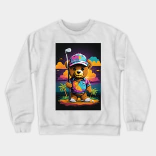 teddy bear playing golf Crewneck Sweatshirt